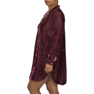 CP Shades Jacey Tunic Dress Red Burgundy Velvet Free People Silk Blend Mini Size Small