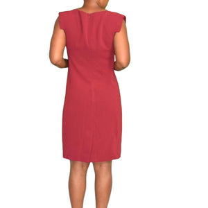 MM LaFleur Sarah Dress Red Crepe Tailored Sheath Short Sleeve Boat Neck Size 6