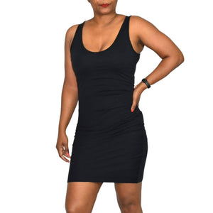 Athleta Della Ruched Tank Dress Black Tank Cotton Jersey Sleeveless Size XS