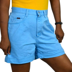 Mom Jean Shorts Baby Blue Lee Riders Vintage High Waist Cuffed Denim Size 10