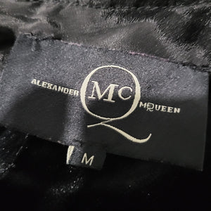 McQ Alexander McQueen Velvet Dress Black Mini Embellished Mini Ruffle Size Medium