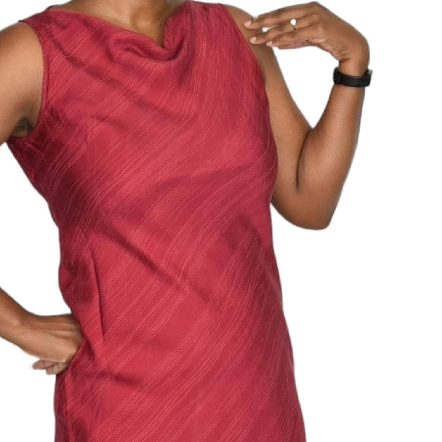 Armani Exchange Slip Dress Red Bias Cut Silk Cowl Neck Sleeveless Sheath Y2K Size 2