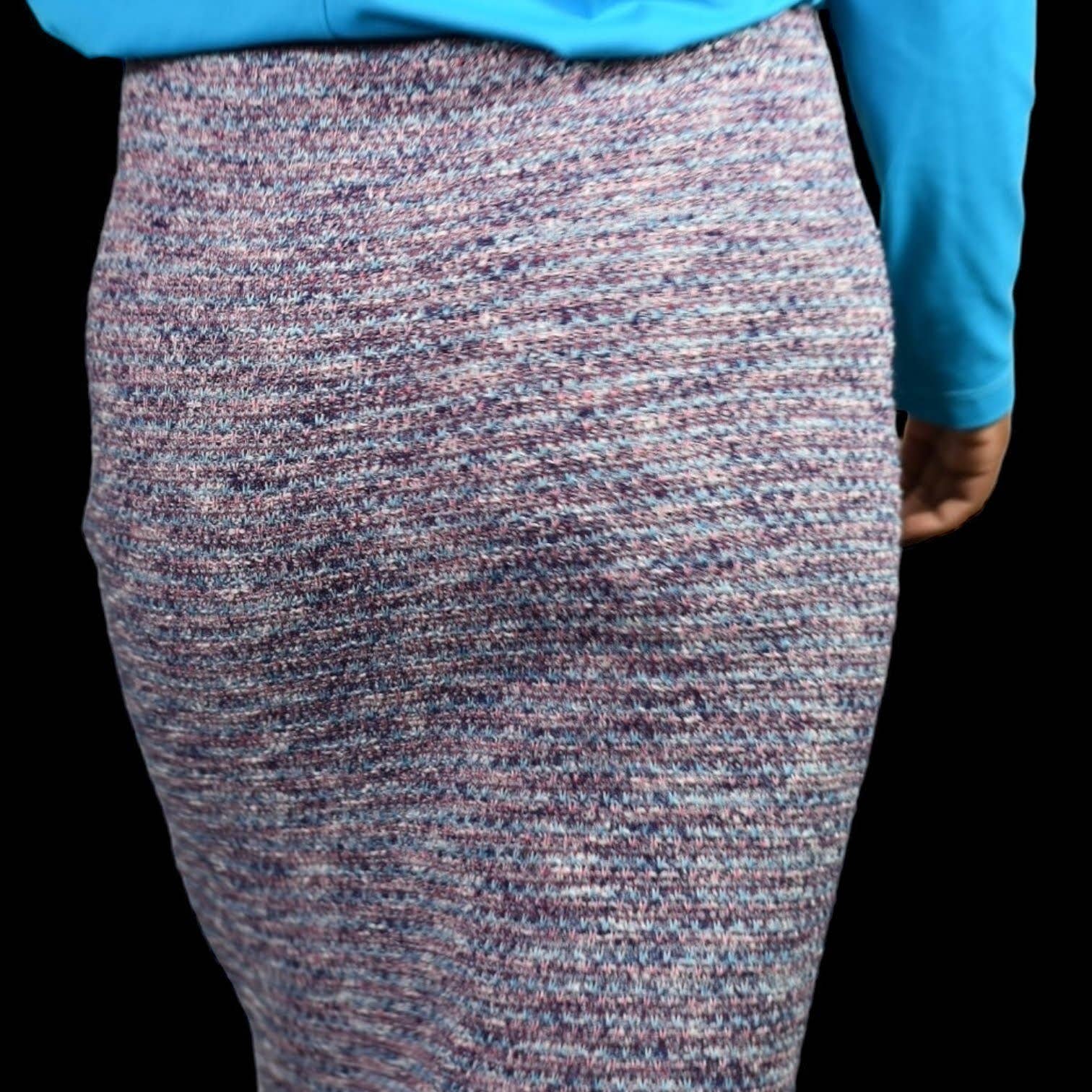 Band of Outsiders Skirt Blue Knit Stretch Pencil Tweed Knee Length Zippers Girl Size Medium