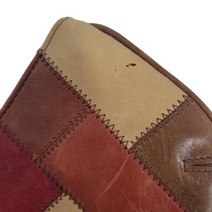 Fossil Patchwork Wristlet Bag Brown Multicolor Leather Chain Retro Pouch Wallet Vintage
