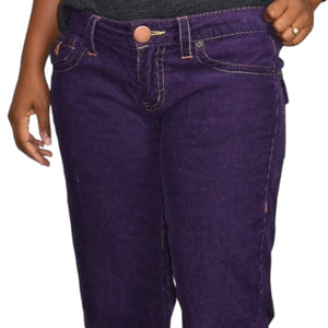 Gadzooks Corduroy Pants Purple Low Rise Flare 90s Y2K Vintage Cords Cotton Retro Size 6