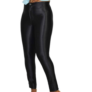 American Apparel Black Disco Pants Satin Shiny High Waisted Slim Nylon Size Small