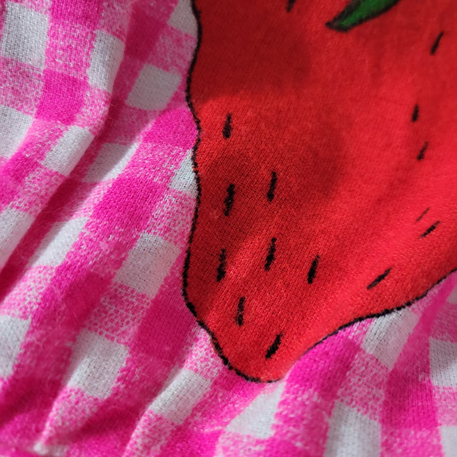 Vintage Herman Geist Skirt Pink Gingham Red Strawberry Print Maxi Ruffle Tier Folk Art Size XXS