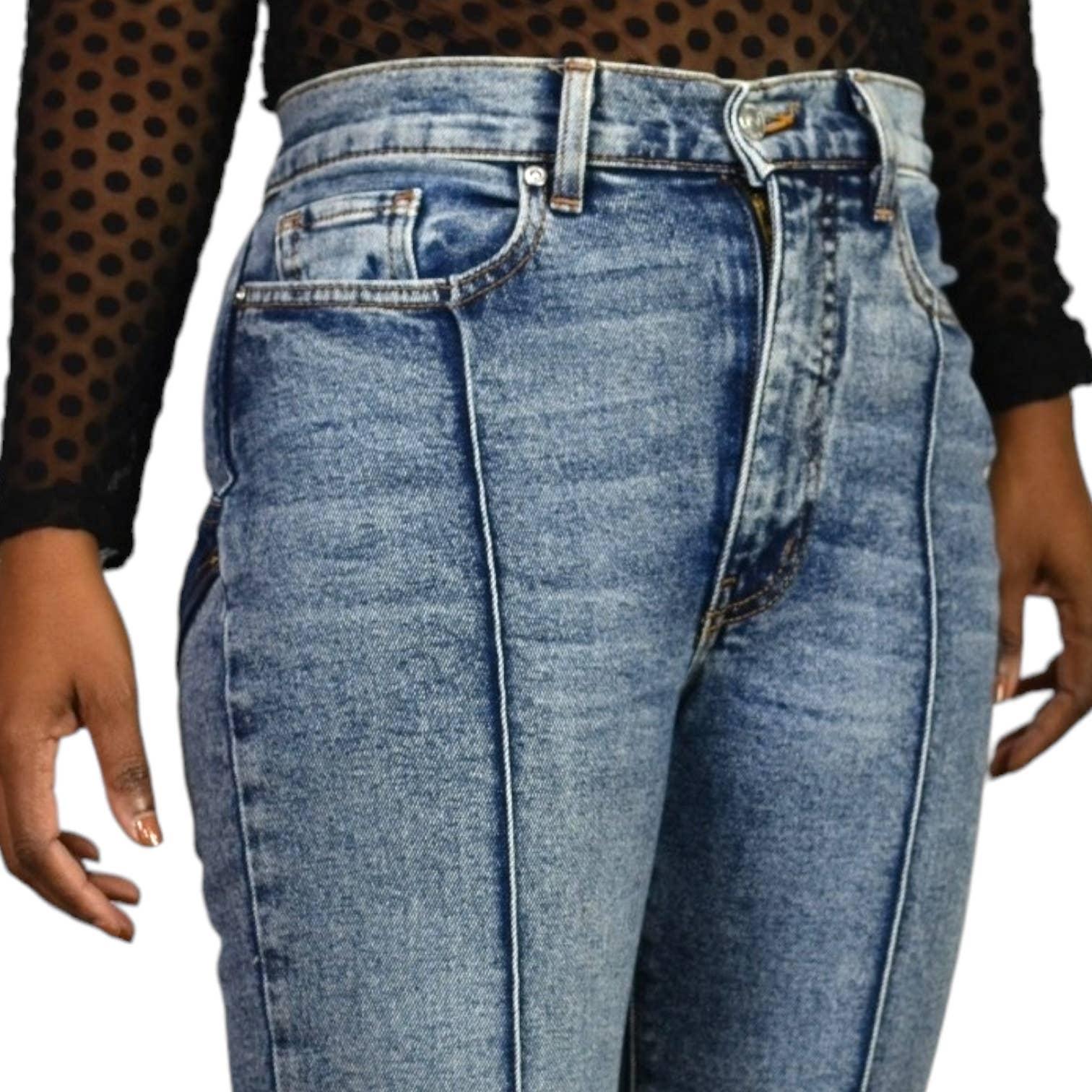 Revice Star Bottom Jeans Venus Blue Two Tone Denim Flare Medium Wash High Waisted Stretch Size 28