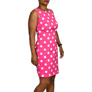 ALYX Pink Polka Dot Dress Sleeveless Sheath Classic Knee Length Party Occasion Size 4