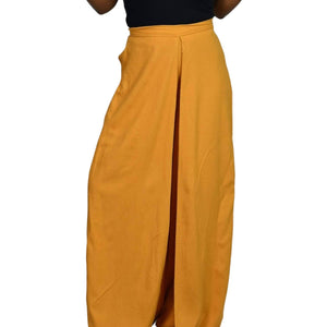 Lykke Wrap Pants Yellow Wide Leg High Waist Palazzo Goldenrod Linen Size Medium