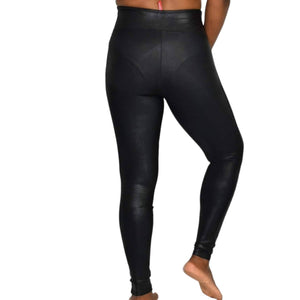 Spanx Faux Leather Leggings Black Seam Free Contoured Shaping Compression Size Small