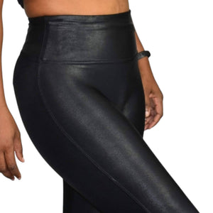 Spanx Faux Leather Leggings Black Seam Free Contoured Shaping Compression Size Small