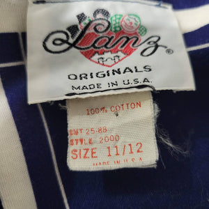 Vintage Lanz Originals Midi Dress Blue Windowpane Check Print 80s Retro Size 6