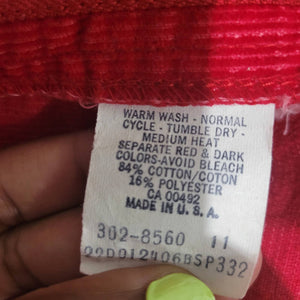 Vintage Lee Corduroy Pants Red 80s High Waist Straight Leg Retro Cords Size 28
