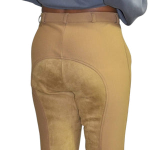 Tuffrider Riding Pants Tan Ribbed Full Seat Breeches Sock Bottom Size 30 Womens Equestrian