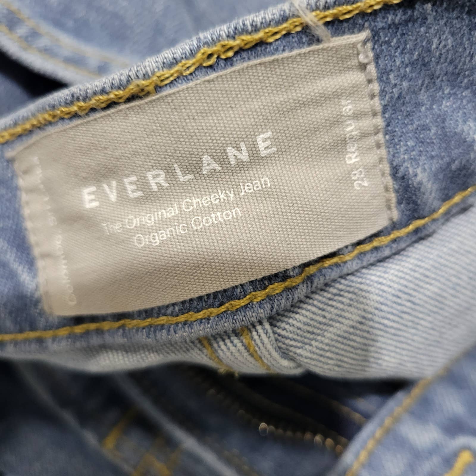 Everlane Original Cheeky Jean Blue Light Wash Stonewash Denim High Rise Straight Leg Size 28