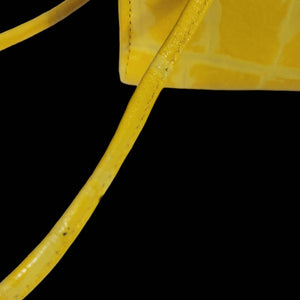 Vintage Vanessa Yellow Shoulder Bag Leather Crossbody Croc Embossed Structured Frame