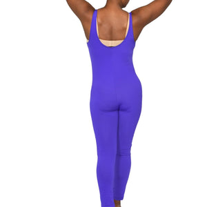 Stretch Is Comfort Nylon Unitard Purple Catsuit Spandex Shiny Retro Tank Full Length USA Size Large