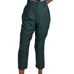 Vintage Rampage Forest Green Pants Trousers Cropped Rayon High Waist Size 3 26 Juniors