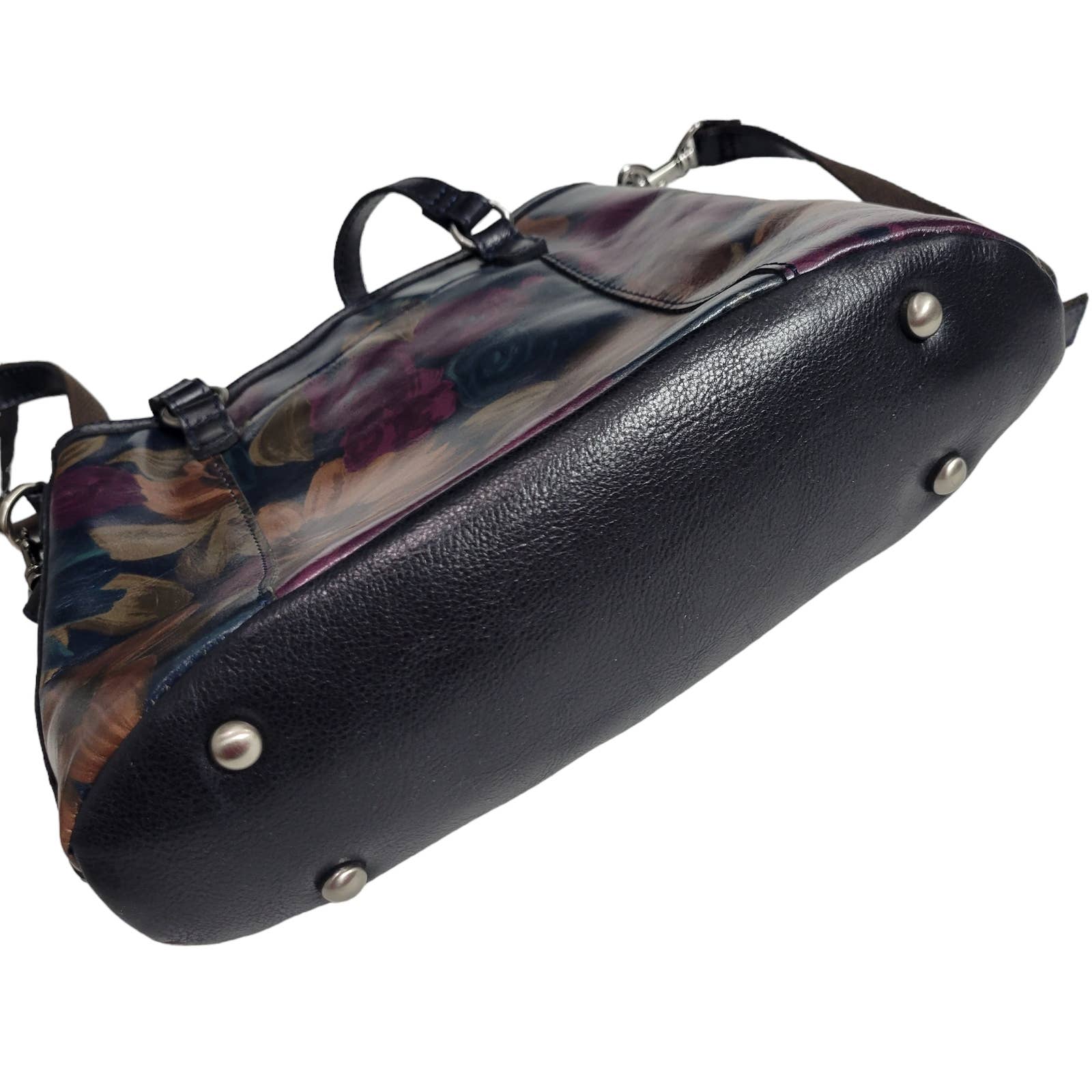 Patricia Nash Lundy Bag Black Floral Peruvian Painting Crossbody Convertible Bucket