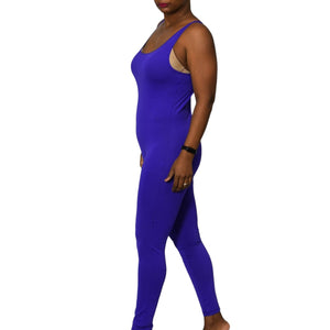 Stretch Is Comfort Nylon Unitard Purple Catsuit Spandex Shiny Retro Tank Full Length USA Size Large