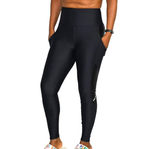 Lanston Sport Peloton Vincent Leggings Black Pockets High Waist Shiny Panels Size Medium