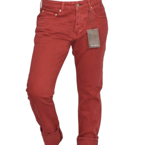 Ted Baker Tinned Sardines Jeans Red Denim Button Fly Straight Leg Slim Cotton Size 32 Mens