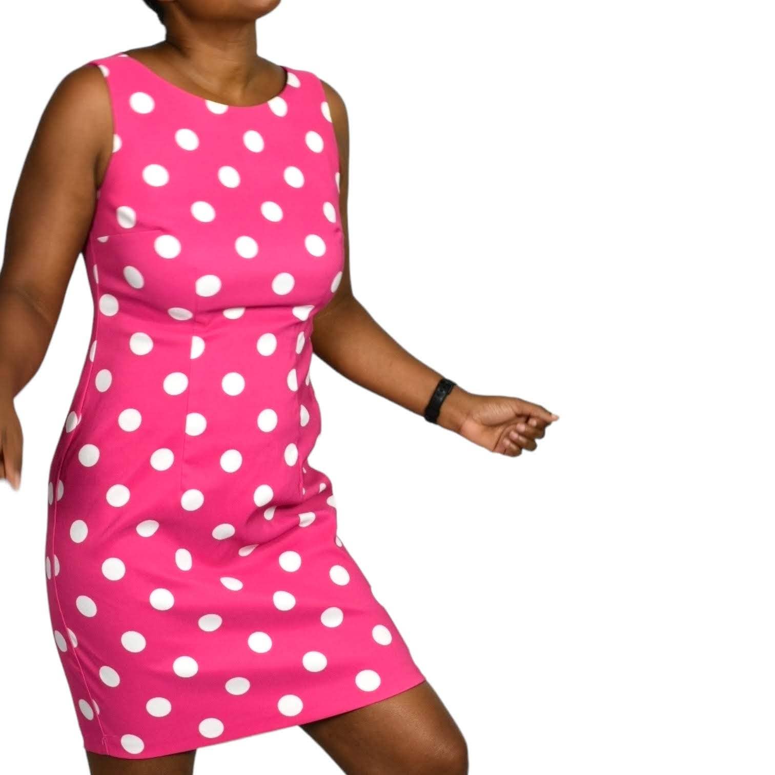 ALYX Pink Polka Dot Dress Sleeveless Sheath Classic Knee Length Party Occasion Size 4