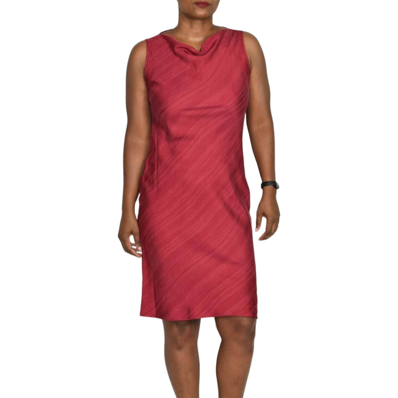 Armani Exchange Slip Dress Red Bias Cut Silk Cowl Neck Sleeveless Sheath Y2K Size 2