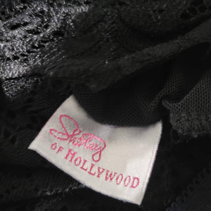 Shirley of Hollywood Bodysuit Black Lingerie Lace High Cut Plunging Size Small