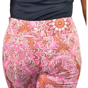 Maeve Maria Pink Pants Knit Paisley Flower Jacquard Metallic Flare Anthropologie Size 6