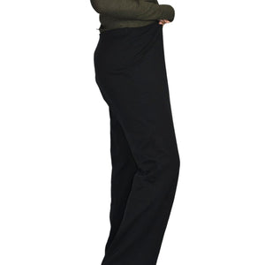 Eileen Fisher Washable Stretch Crepe Pants Black Straight Ankle Lagenlook Pull On Size Medium