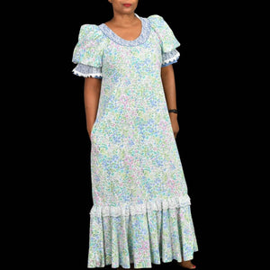 Vintage Sun Babies Hawaiian Dress Green Floral Column Maxi Muumuu Puff – The Thriftanista Closet Vintage Sun Babies Hawaiian Dress Green Floral Column Maxi Muumuu Puff – The Thriftanista Closet