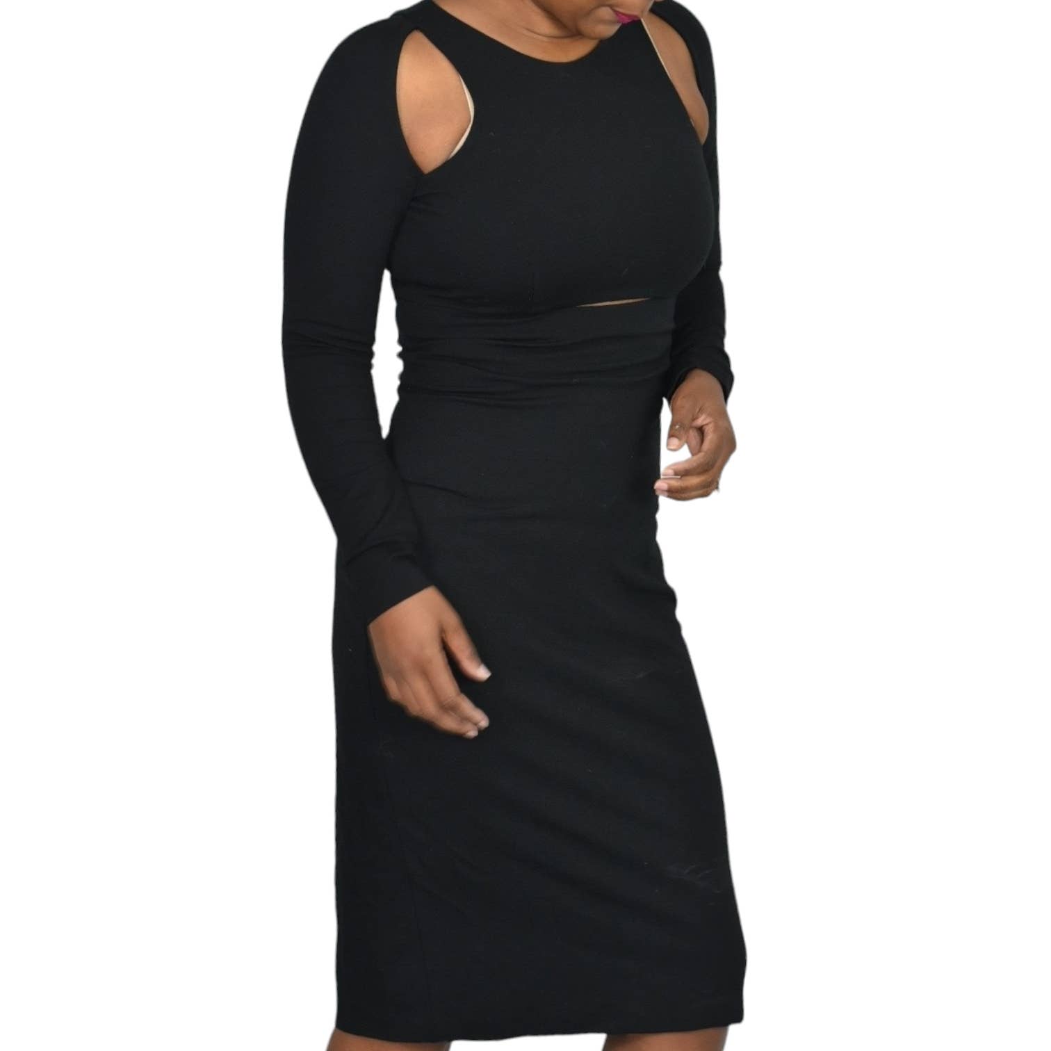 T Alexander Wang Dress Black Ponte Knit Cutout Sheath Bodycon Pencil Size Small