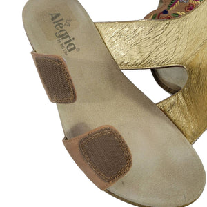 Alegria Linn Embroidered Sandals Tan Wedge Heels Leather Mules Slip On Comfort Size 10