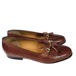Vintage Unisa Loafers Brown Leather Horsebit Kiltie Tassel Flats Slip On Size 10
