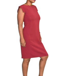 MM LaFleur Sarah Dress Red Crepe Tailored Sheath Short Sleeve Boat Neck Size 6