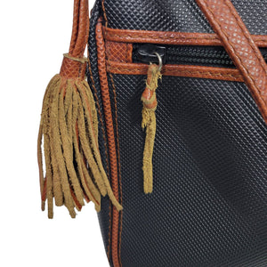 Vintage Bottega Veneta Shoulder Bag Black Marco Polo Crossbody Nylon Leather