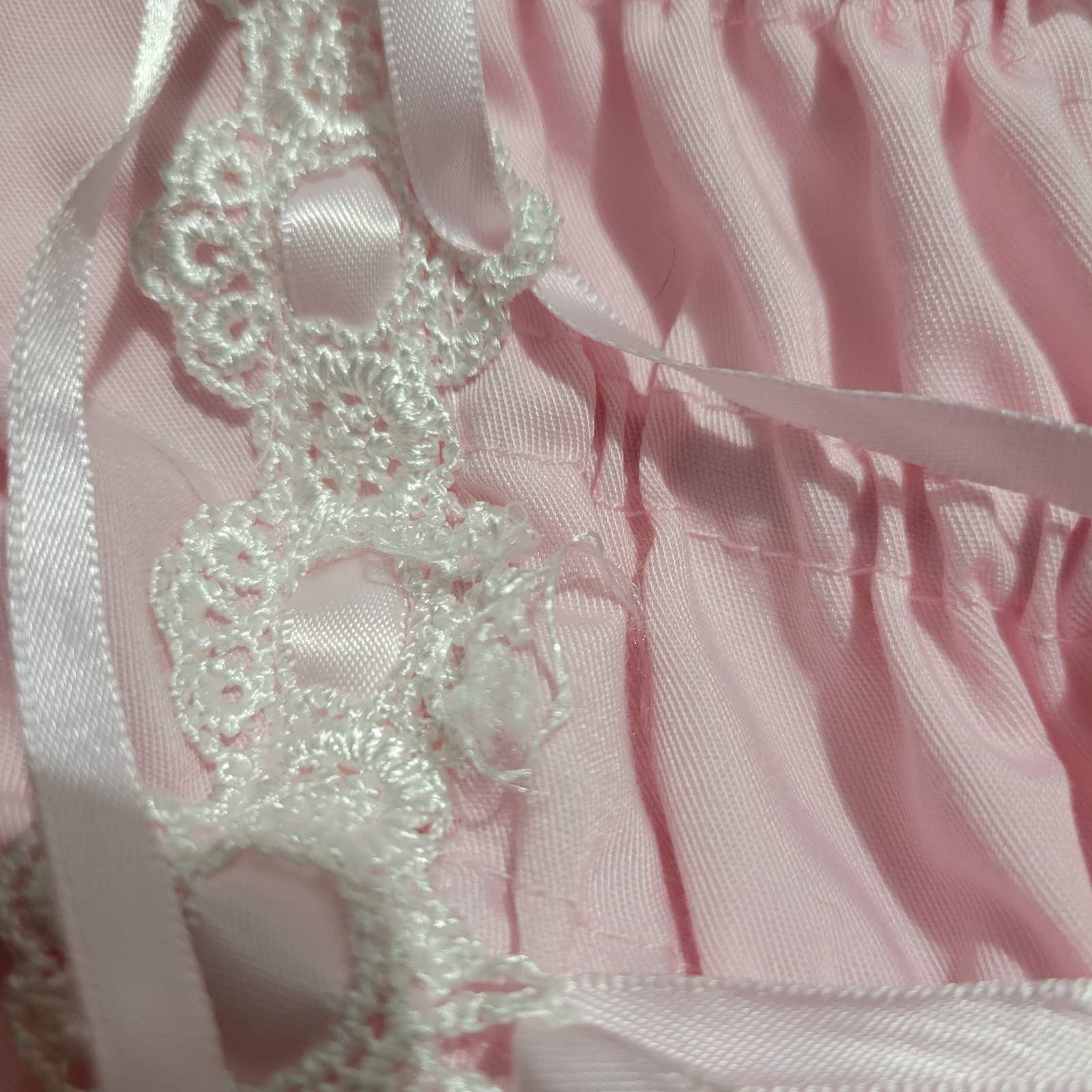 Pink Lolita Dress Coquette Frilly Laced Back Bows Square Neck Sleeveless Cute Sweet Tiered Ribbons Size Small