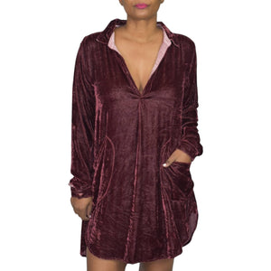 CP Shades Jacey Tunic Dress Red Burgundy Velvet Free People Silk Blend Mini Size Small