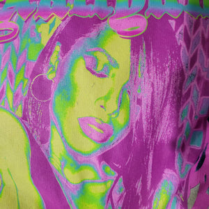 Aaliyah Sweatshirt Blue Neon Graphic Baby Girl Tie Dye RnB Hip Hop Culture Y2K Size Large