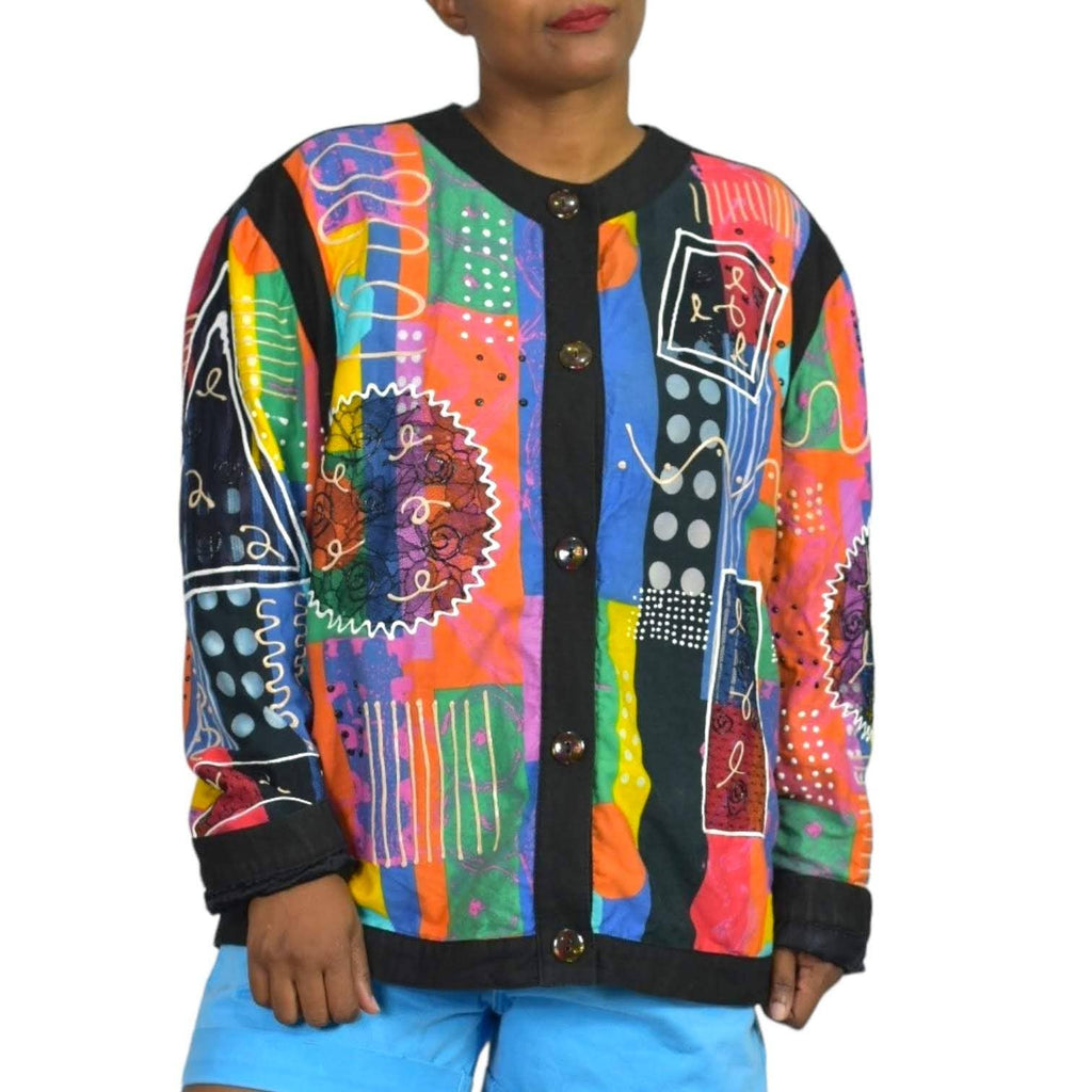Vintage Gene Ewing Bis Jacket Puffy Paint Lace Avant Garde Wearable Art Size Medium