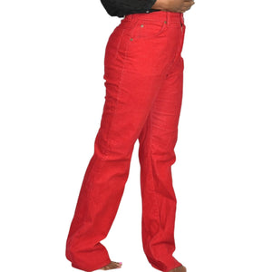 Vintage Lee Corduroy Pants Red 80s High Waist Straight Leg Retro Cords Size 28