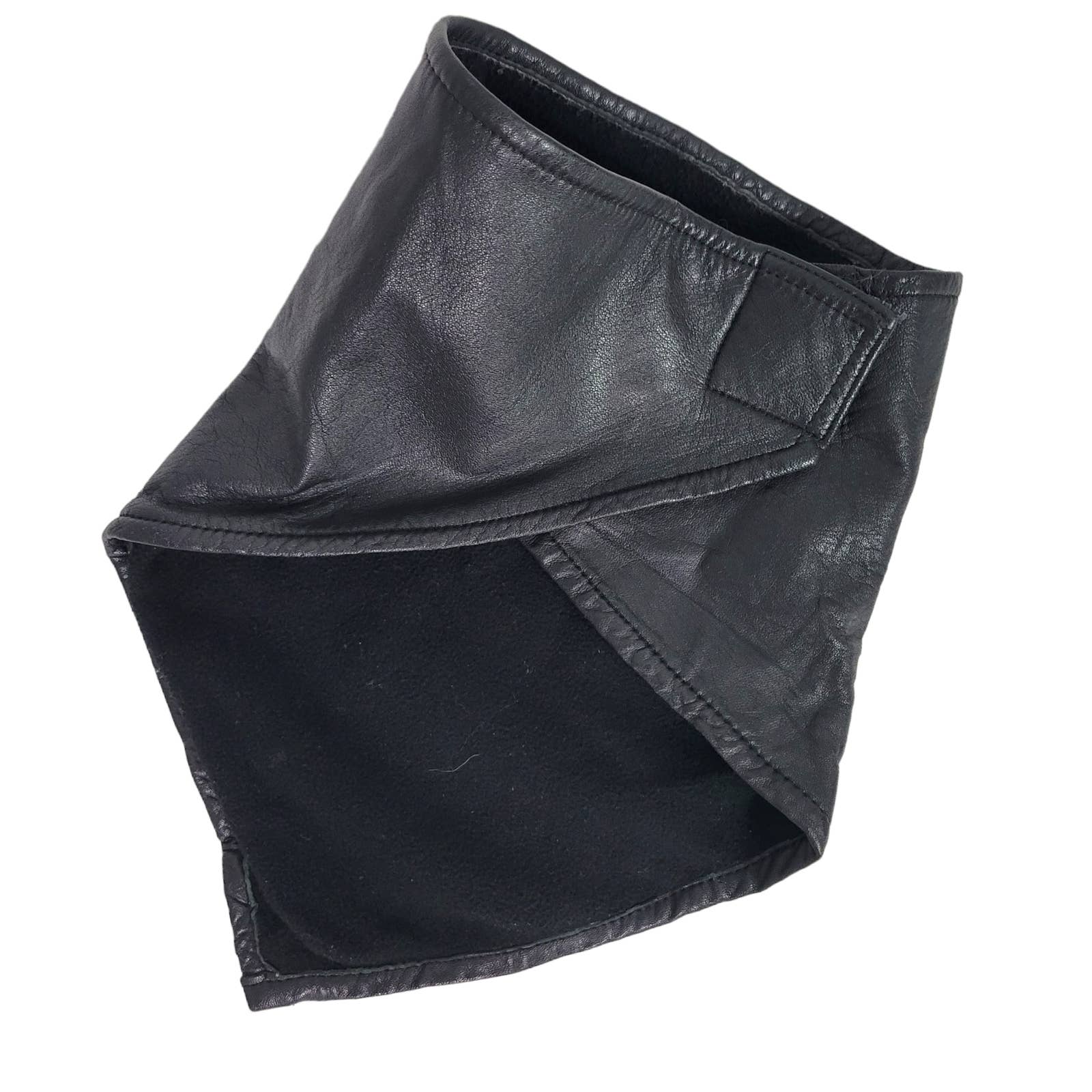 Vintage Leather Bandana Black Kerchief Triangle Fleece Biker Neck Warmer Winter Sports Unisex