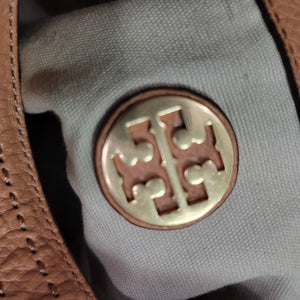 Tory Burch Amalie Bag Tan Brown Convertible Shoulder Crossbody Hobo Leather Logo