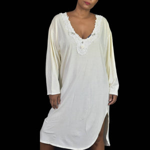 Vintage Victorias Secret Nightgown White Cream Gold Label Nightshirt Country Prairie Size Medium