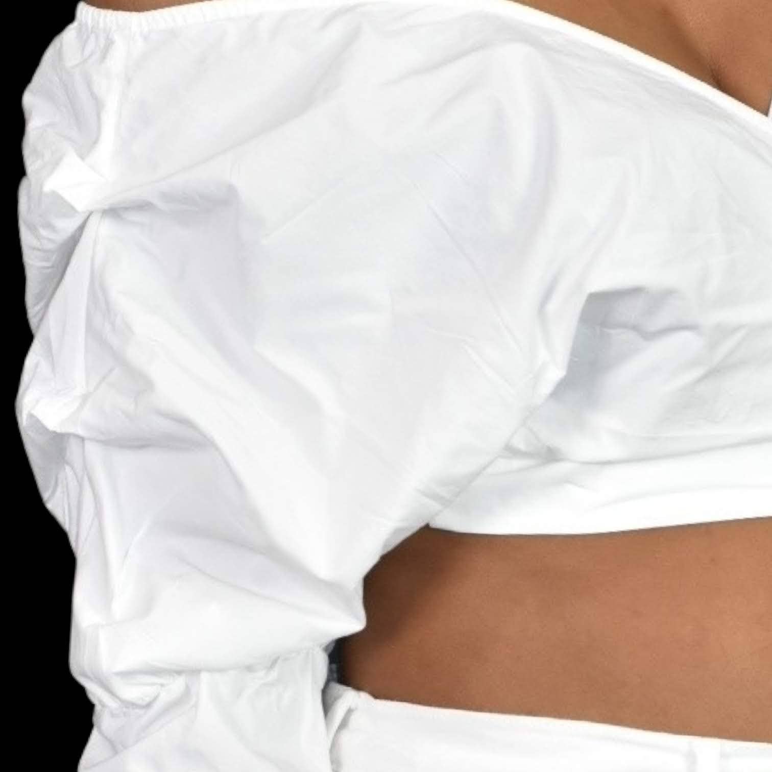 Signed Blake White Poplin Top Amazon Drop Off The Shoulder Draped Crop Size Large