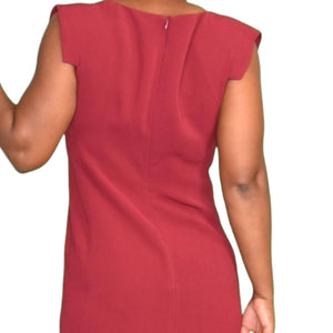 MM LaFleur Sarah Dress Red Crepe Tailored Sheath Short Sleeve Boat Neck Size 6