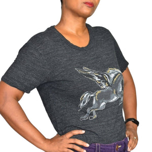 Bimba y Lola Pegasus T Shirt Grey Tee Stallion Wings Horse Crew Neck Size Small