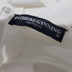 White Corset Dress Lace Up Bodice Mini Ruffle Cotton Embroidery Lace Size Medium